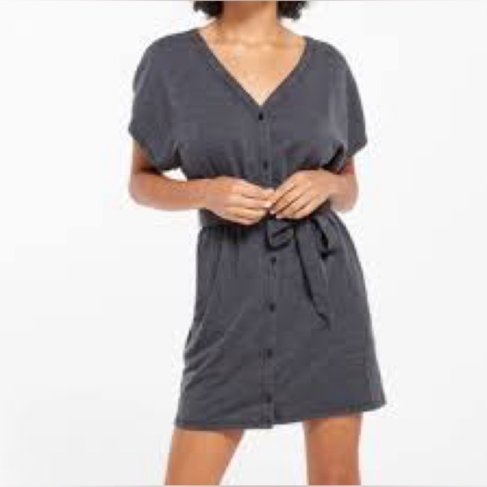 Z Supply Thera Terry Dress in Charcoal Gray - Size Small